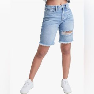 YMI Junior High Rise Frayed Distressed Raw Hem Boyfriend Denim Shorts size 11